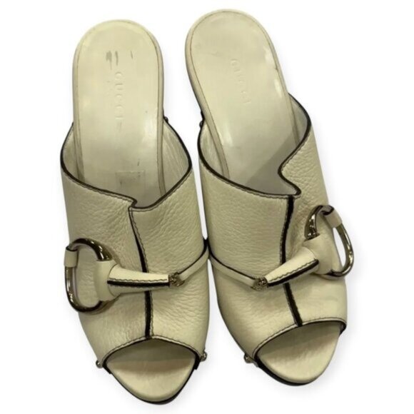 Gucci Hasler Horsebit White Leather Platform Mules - Picture 3 of 6